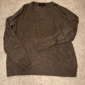 Men’s Mongolian Cashmere Henley Sweater quince size Large - brown